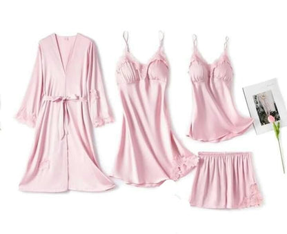 Honeymoon Nighty 4 pcs Bridal Nightwear for Girls & women - Pink