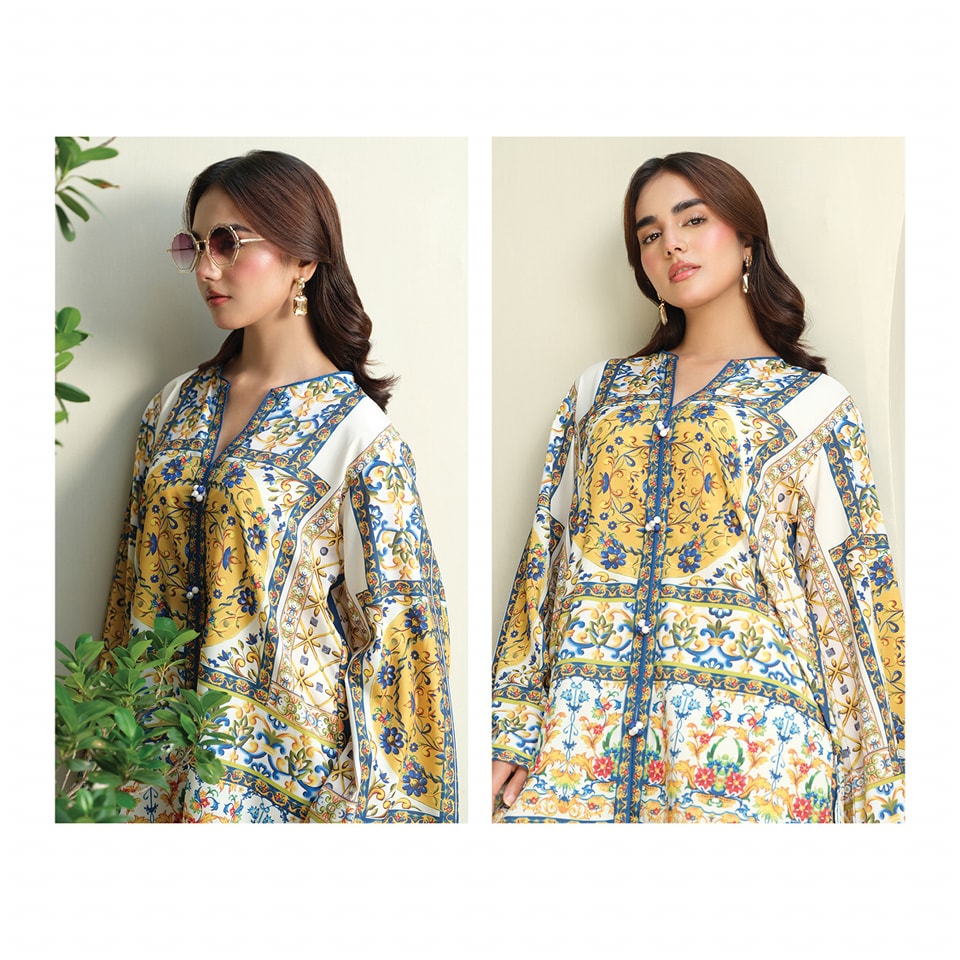 🌟 Stunning Yellow & Blue Digital Printed Lawn Suit 🌼