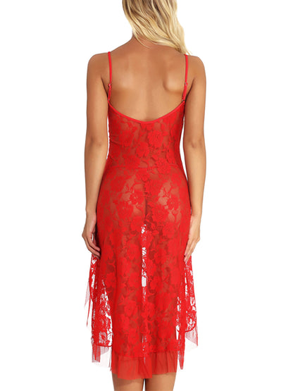 Exotic Transparent Net Nighty - Perfect for your Special Night - Red