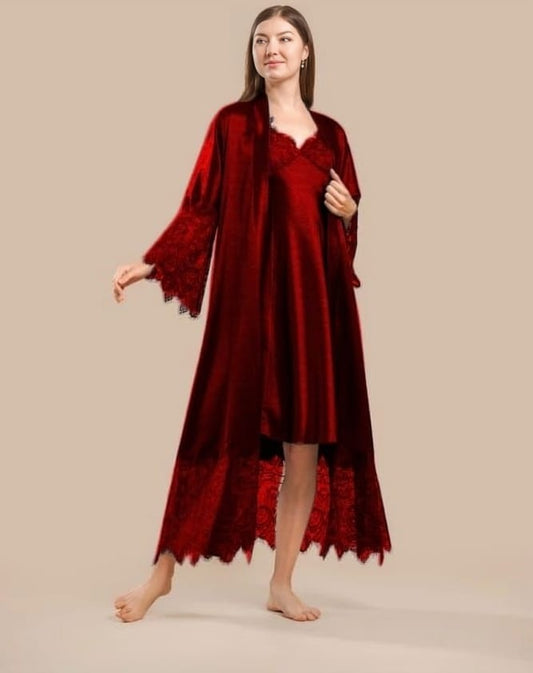 Moon Girl Bridal Silk Night wear  - Red